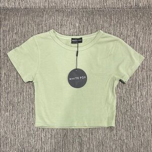 White Fox Sage Switching Sides Crop Tee NWT Size‎ XS Extra Small